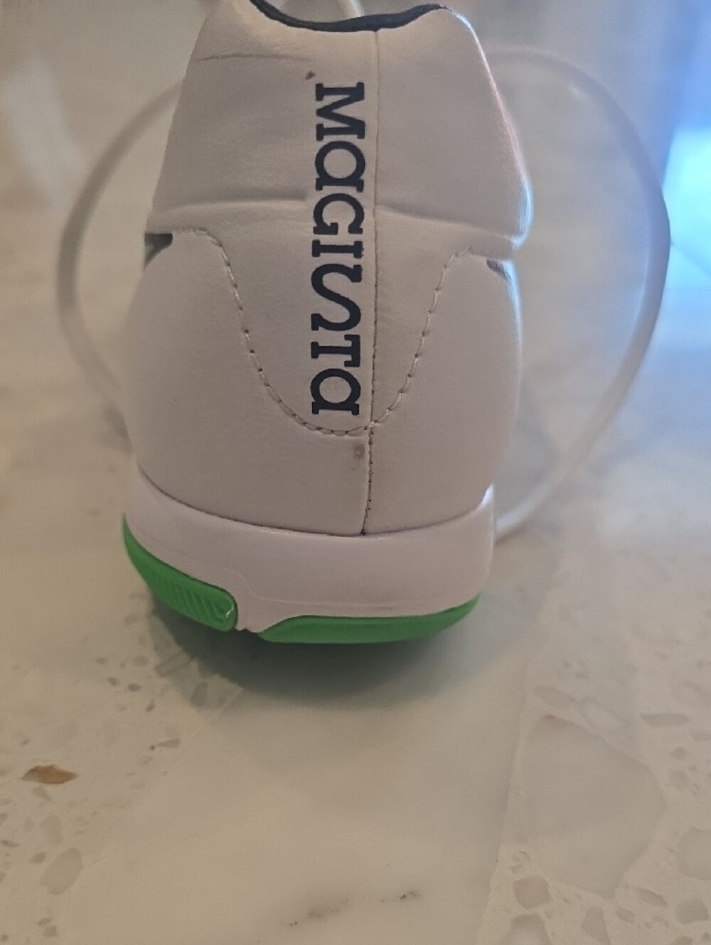 Nike White Indoor Soccer Sneakers with Green and Orange Accents - Picture 3 of 4